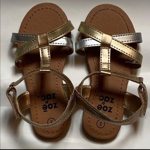 Zac and Zoe Gold & Silver T strap toddler sandal